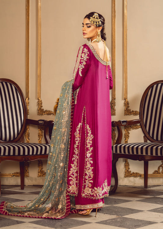 SARA ROHALE LUXURY RAW SILK DRESS WITH GOTA WORK| UNSTITCHED 3 PCS BY SHAEBIZ