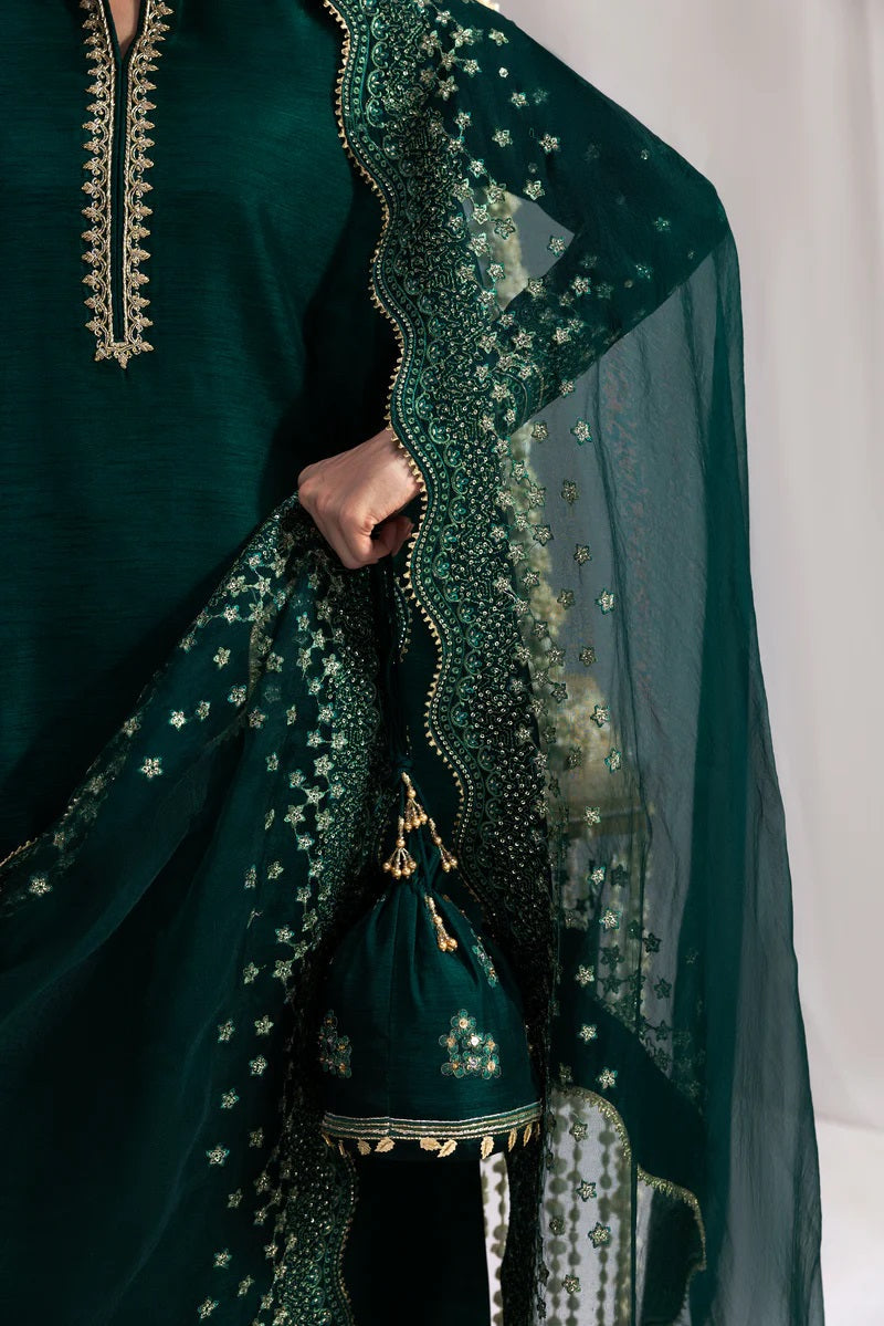 ZAIB LUXURY GREEN SILK COLLECTION| UNSTITCHED 2026 COLLECTION BY SHAEBIZ