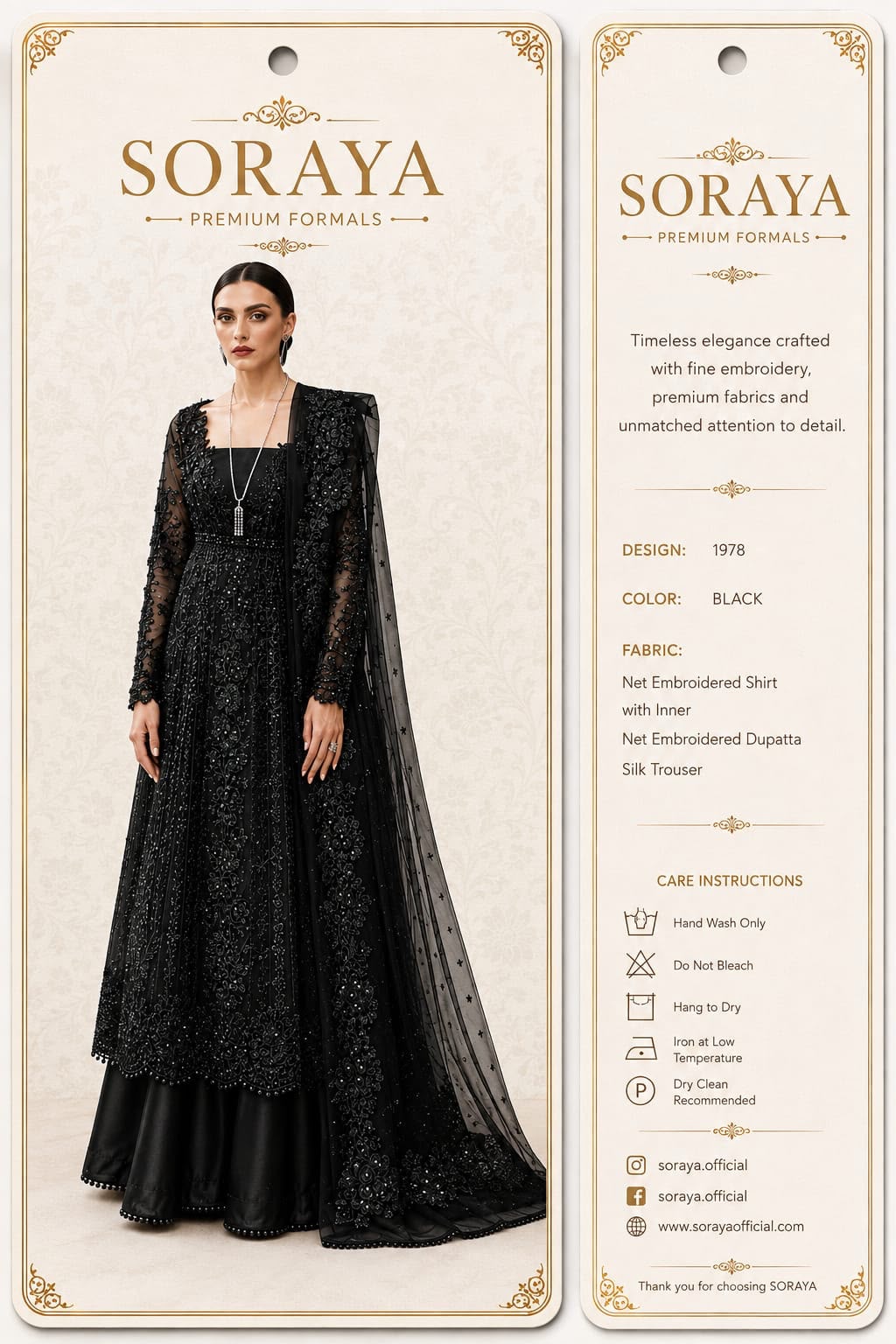 SORAYA BLACK ORGENZA LUXURY HANDMADE 2026 UNSTITCH COLLECTION