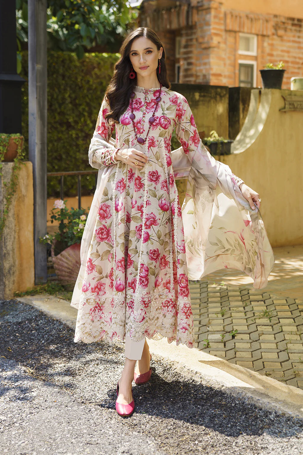 white christmas dresses Latest Sharara Design Lawn Dress with Short Kameez