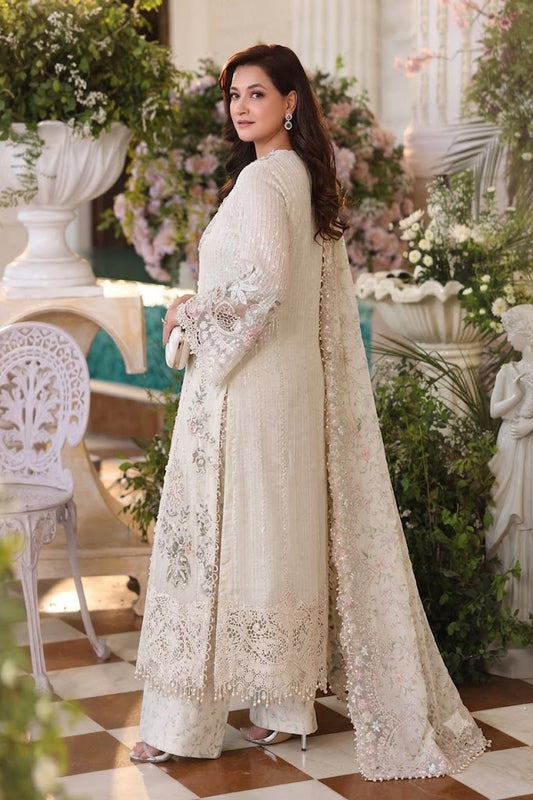 MARIA B LATEST WHITE CHIFFON| UNSTITCHED 3 PCS BY SHAEBIZ