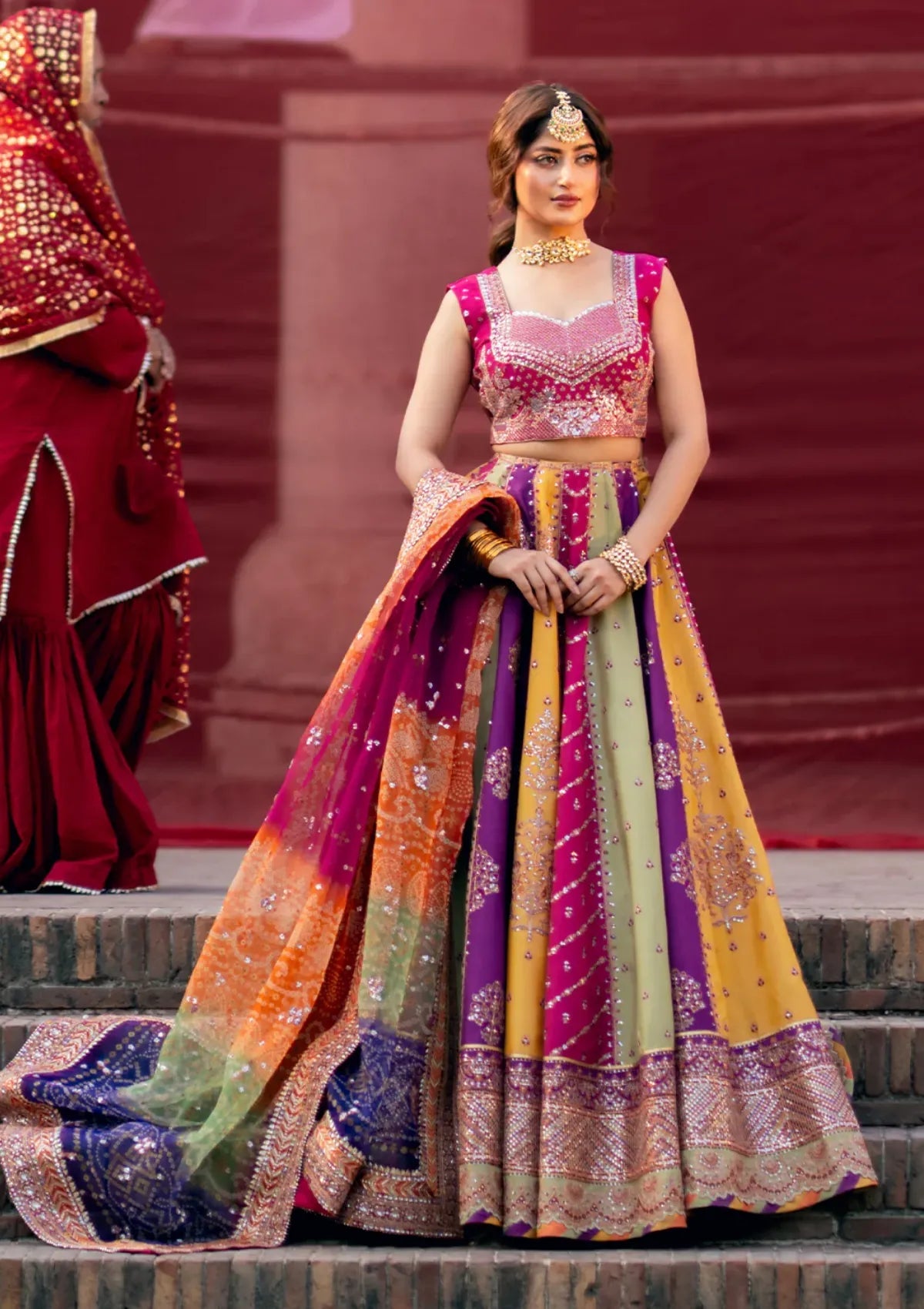 sajal ali in pink dress The iconic Sajal Ali in our Rosen Bridal A blush-toned masterpiece adorned with Austrian Swarovski crystals and intricate hand-embellishments. A poetic expression of grace, luminosity, and timeless couture elegance. #trousseaubyst #