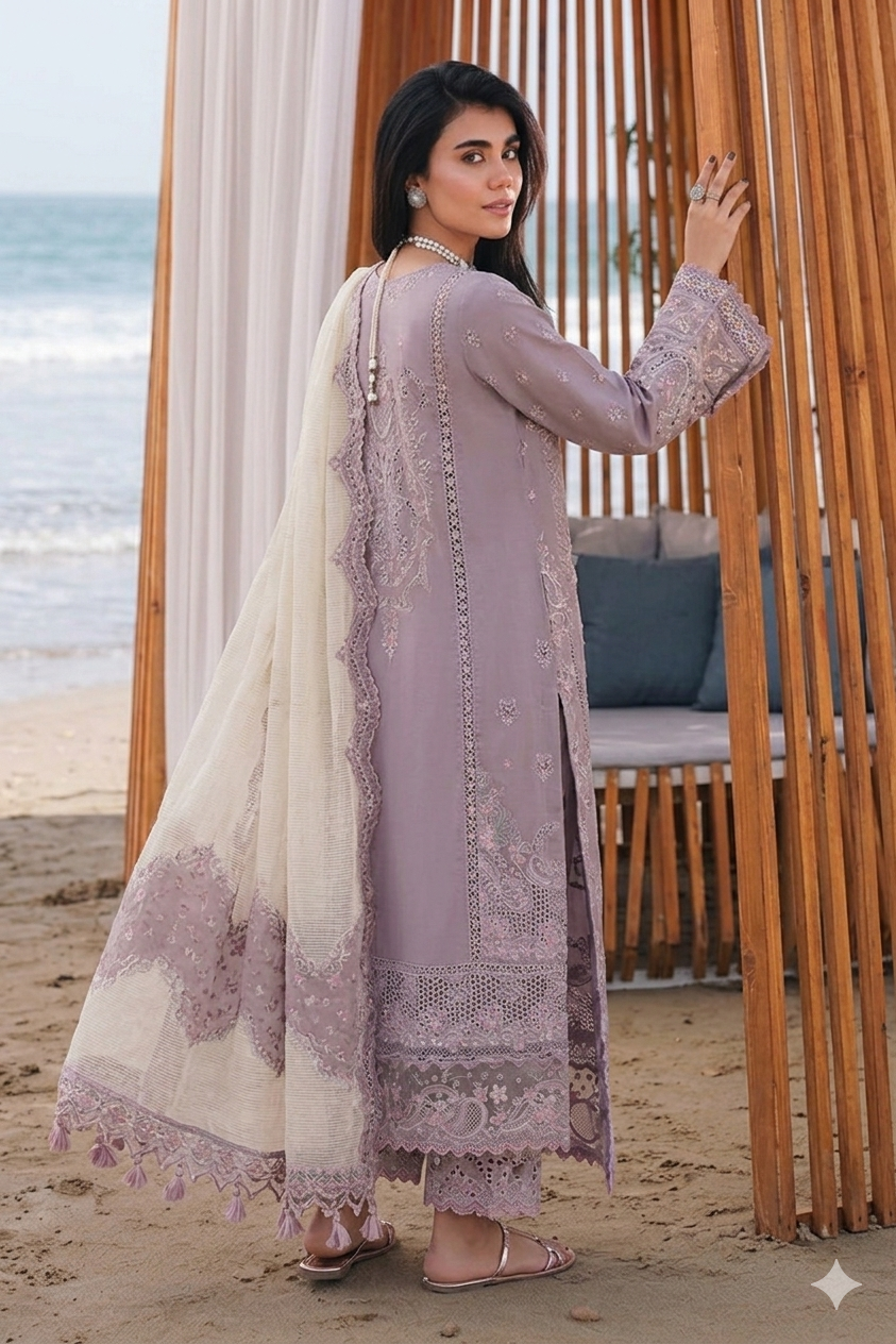 QALAMKAR LAWN CHICKEN KARI 2026 LUXURY PARTY WEAR UNSTITCH COLLECTION BY SHAEBIZ