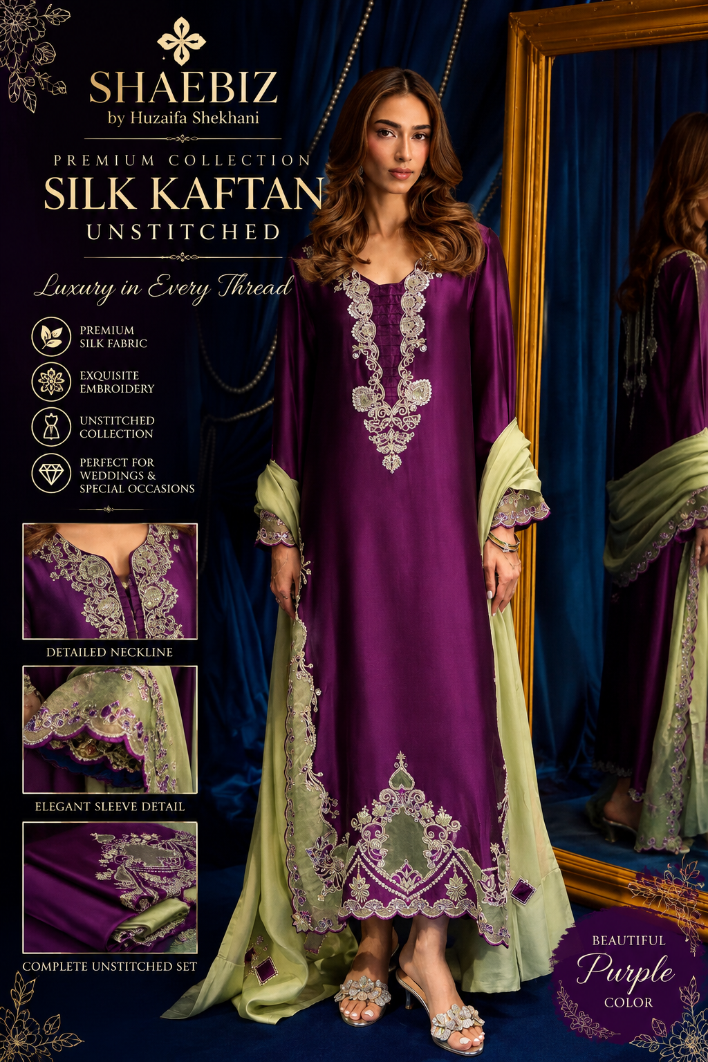 ETHINIC VIRAL KAFTAN SILK UNSTITCH COLLECTION BY SHAEBIZ