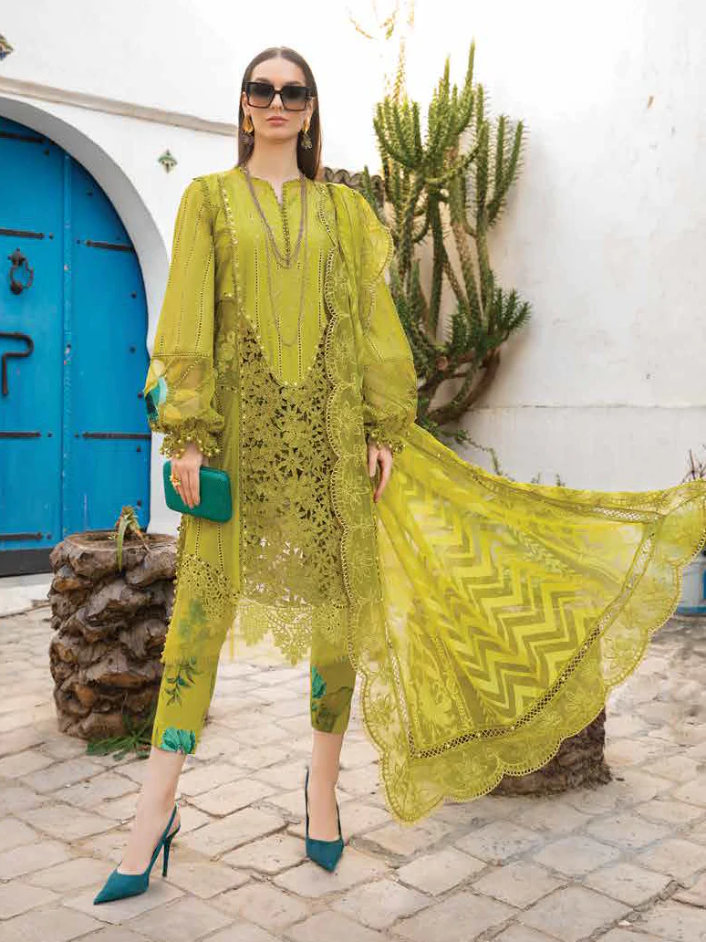 MARIA B GREEN CHICKEN KARI LAWN COLLECTION| TOP PAKISTANI DRESS BY SHA –  Shaebiz Collection