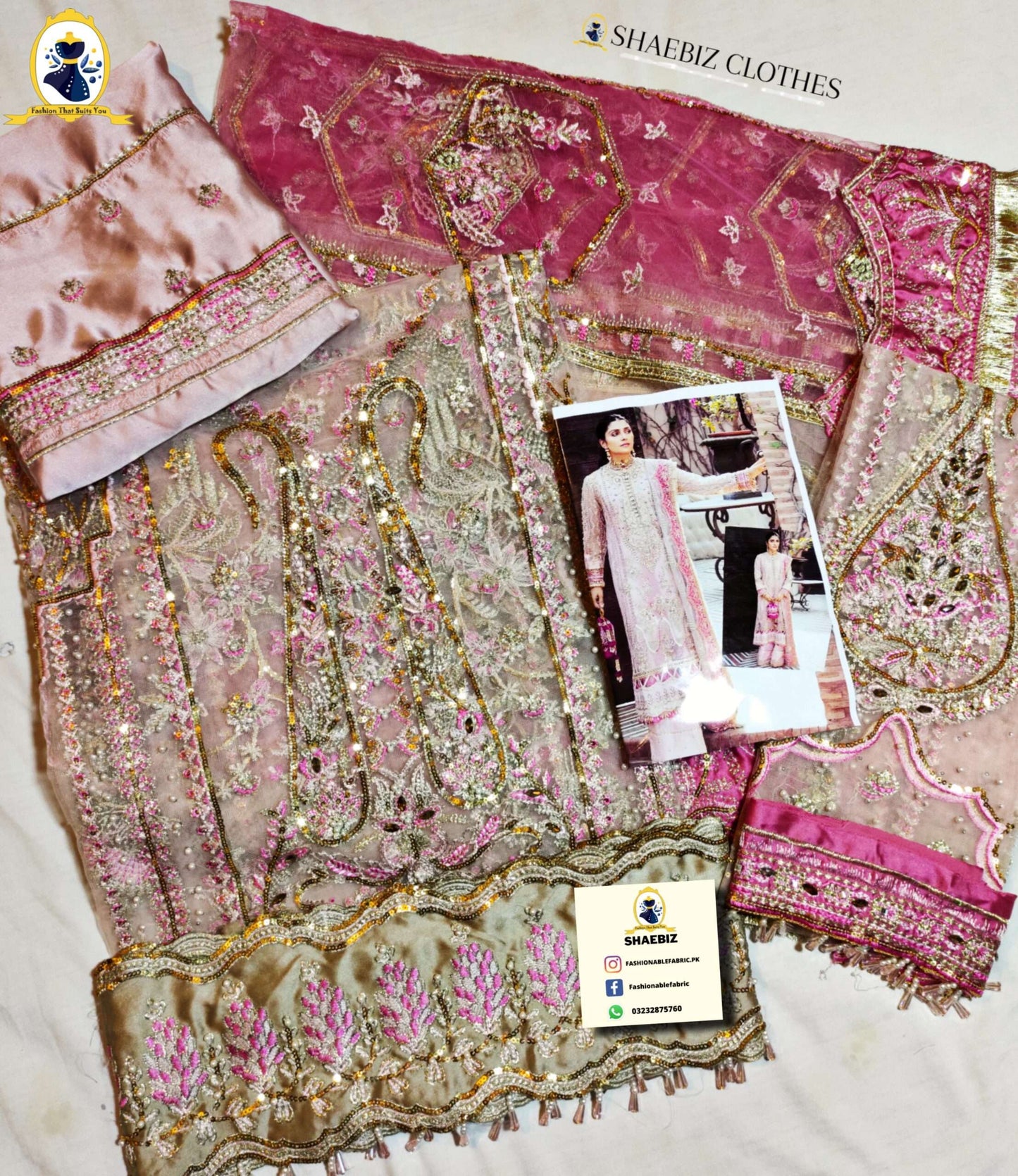 AFROZEH TEA PINK LUXURY PARTY WEAR (AF-TP22)