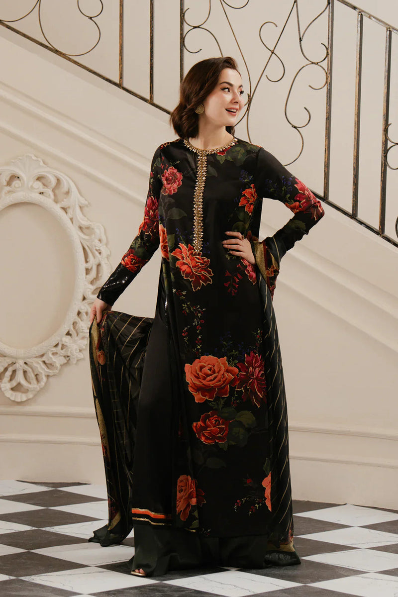 LULUSAR BLACK SILK DIGITAL PRINT|HANIA AMIR|TOP PAKISTANI DRESS BY SHA –  Shaebiz Collection