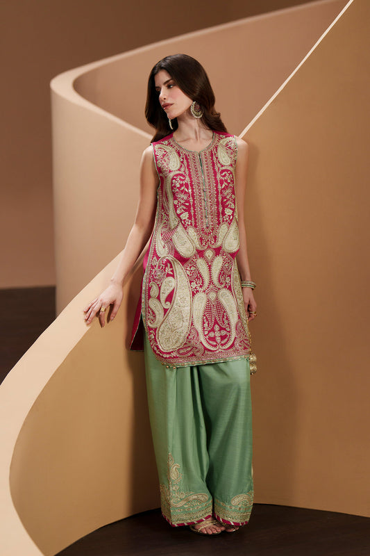 ETHNIC EMBROIDERED RAW SILK COLLECTION| UNSTITCHED 3 PCS BY SHAEBIZ
