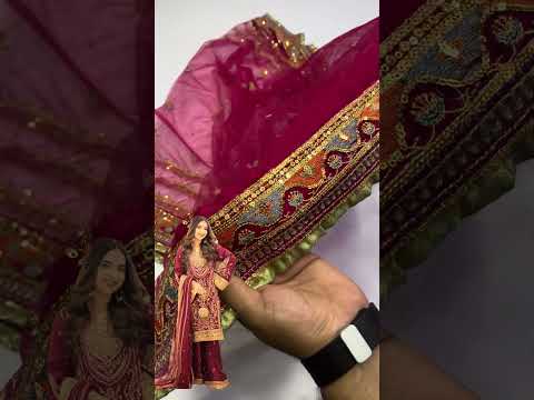 ANEELAS SHOCKING PINK LUXURY SILK UNSTITCH COLLECTION