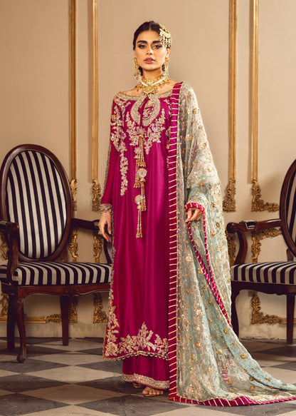 SARA ROHALE LUXURY RAW SILK DRESS WITH GOTA WORK| UNSTITCHED 3 PCS BY SHAEBIZ