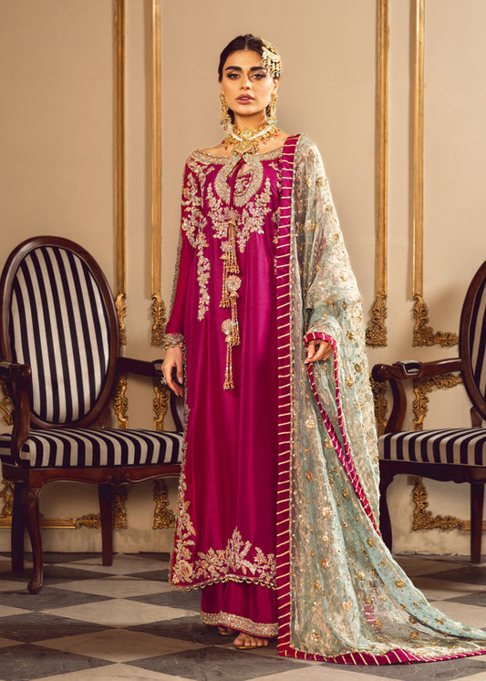 SARA ROHALE LUXURY RAW SILK DRESS WITH GOTA WORK| UNSTITCHED 3 PCS BY SHAEBIZ