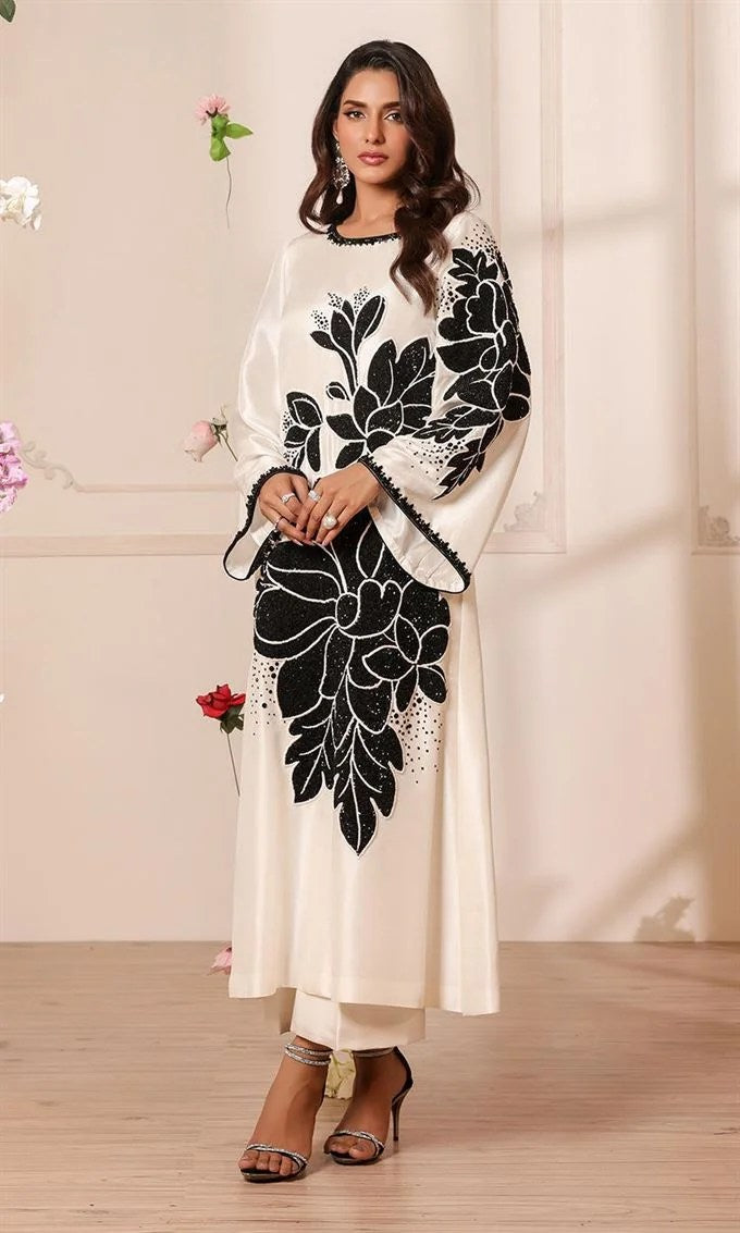 NOMI ANSARI SILK COLLECTION| UNSTITCHED 3 PEC MASTER REPLICA | TOP PAKISTANI DRESS BY SHAEBIZ