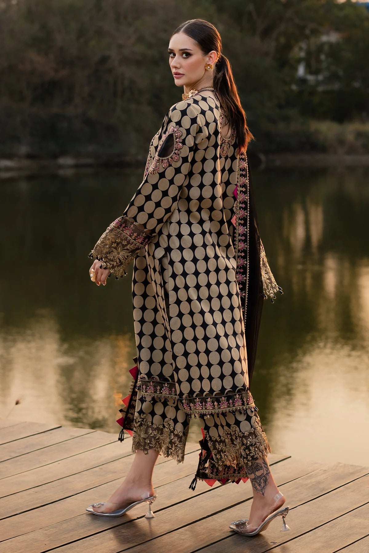 CHARIZMA QARA BLACK POLKA PREMIUM LAWN COLLECTION| LATEST COLLECTION| TOP PAKISTANI DRESS BY SHAEBIZ