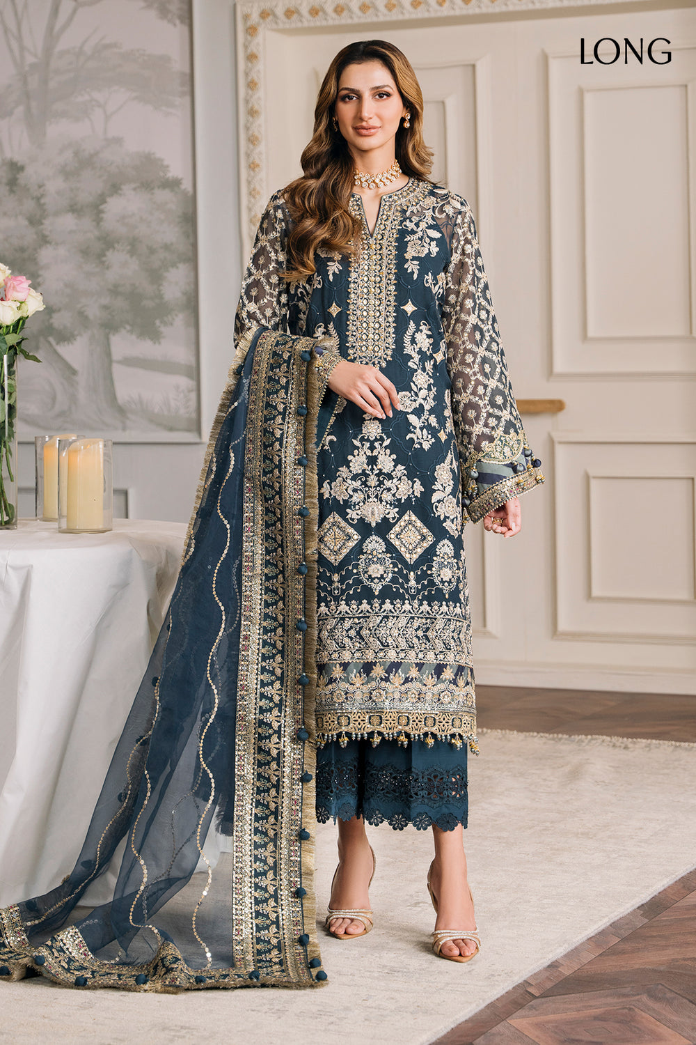 BAROQUE CHANTELLE CHIFFON COLLECTION| UNSTITCHED PARTY WEAR| MASTER REPLICA| TOP PAKISTANI DRESS BY SHAEBIZ