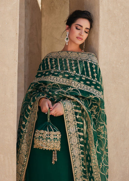 KANWAL MALIK GOLDEN GREEN LUXURY RAW SILK| LATEST WEDDING EDITION BY S –  Shaebiz Collection