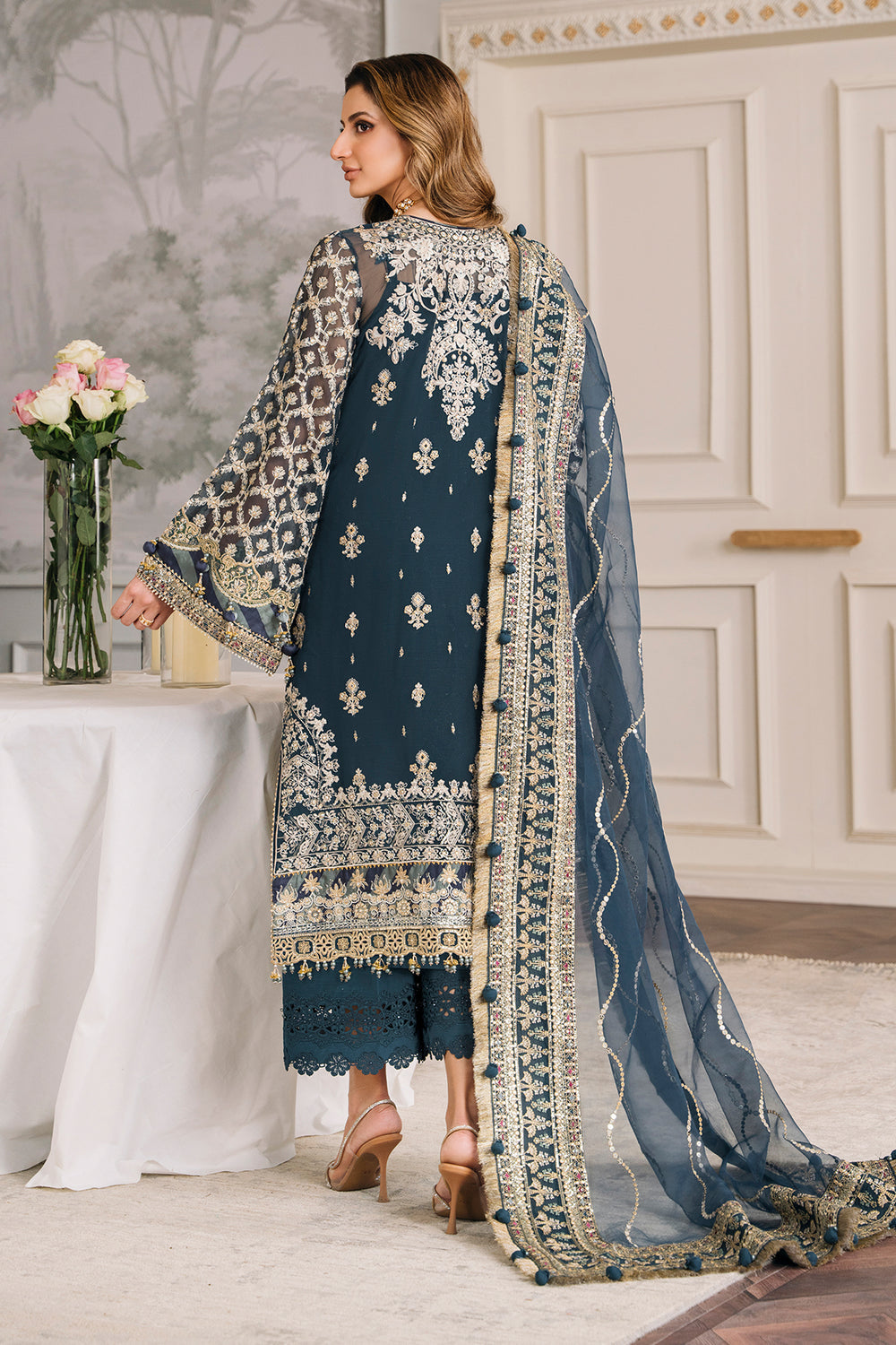 BAROQUE CHANTELLE CHIFFON COLLECTION| UNSTITCHED PARTY WEAR| MASTER REPLICA| TOP PAKISTANI DRESS BY SHAEBIZ