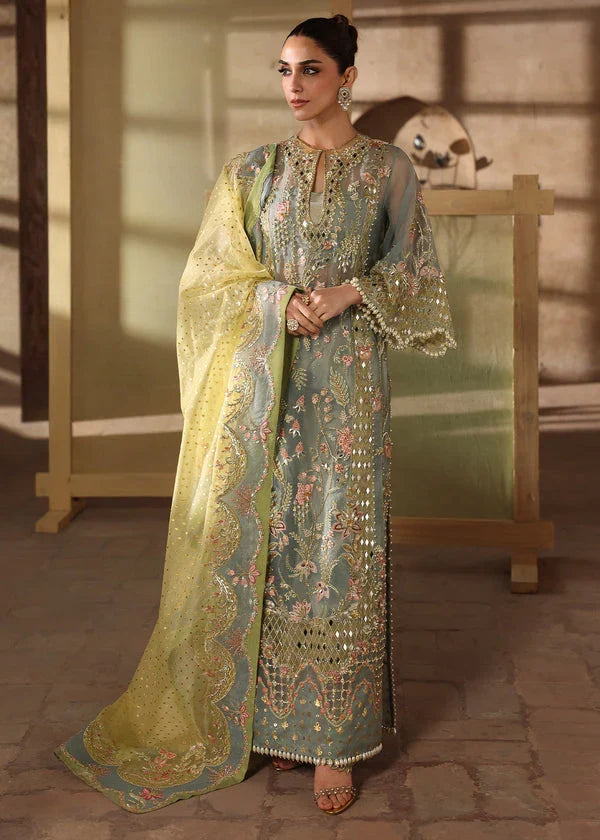 CRIMSON ORGANZA HAND EMBELLISHED AND EMBROIDERED DRESS | UNSTITCHED PARRY WEAR BY SHAEBIZ