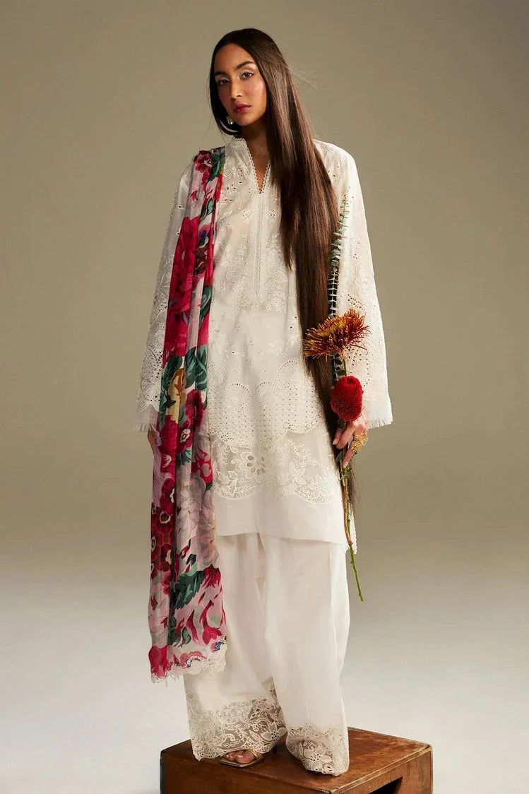 ZARA SHAHJAHAN WHITE LAWN DRESS| CHICKEN KARI LAWN COLLECTION BY SHAEBIZ