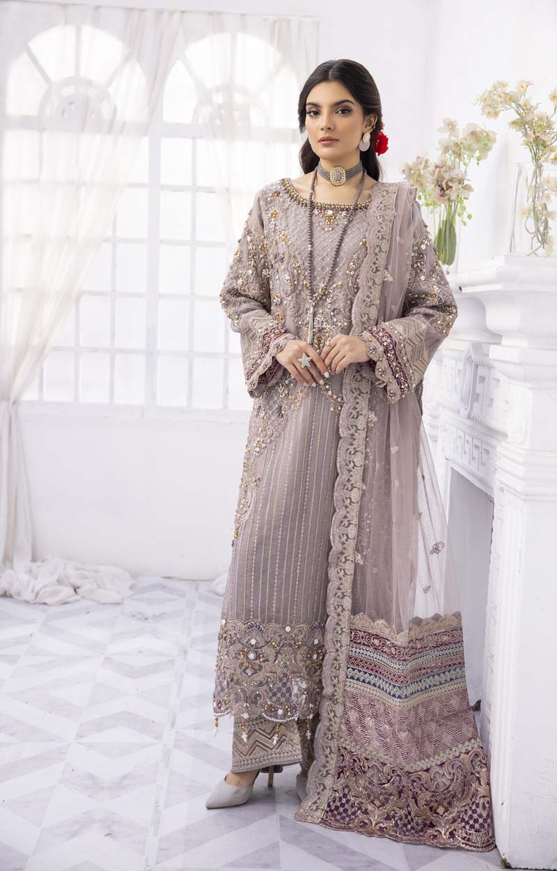 IMROZIA SKILLED PURPLE NET COLLECTION| PARTY WEAR| TOP PAKISTANI DRESS BY SHAEBIZ