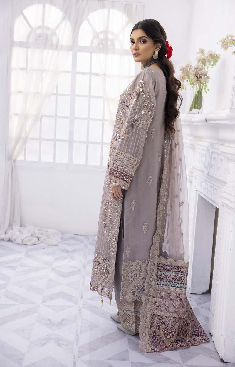 IMROZIA SKILLED PURPLE NET COLLECTION| PARTY WEAR| TOP PAKISTANI DRESS BY SHAEBIZ
