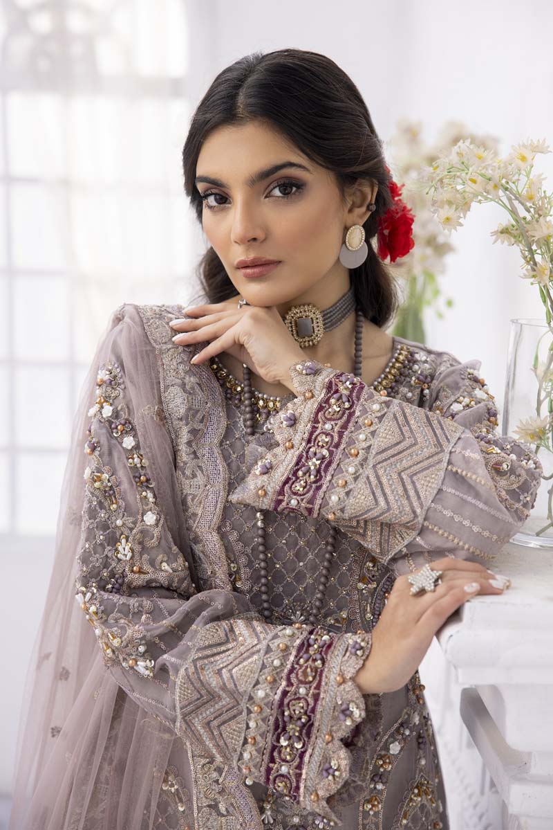 IMROZIA SKILLED PURPLE NET COLLECTION| PARTY WEAR| TOP PAKISTANI DRESS BY SHAEBIZ