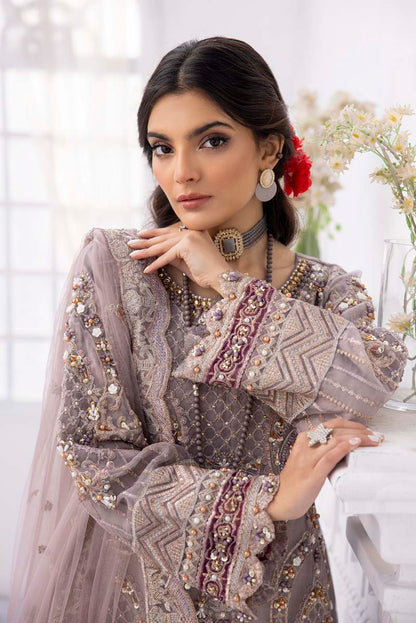 IMROZIA SKILLED PURPLE NET COLLECTION| PARTY WEAR| TOP PAKISTANI DRESS BY SHAEBIZ
