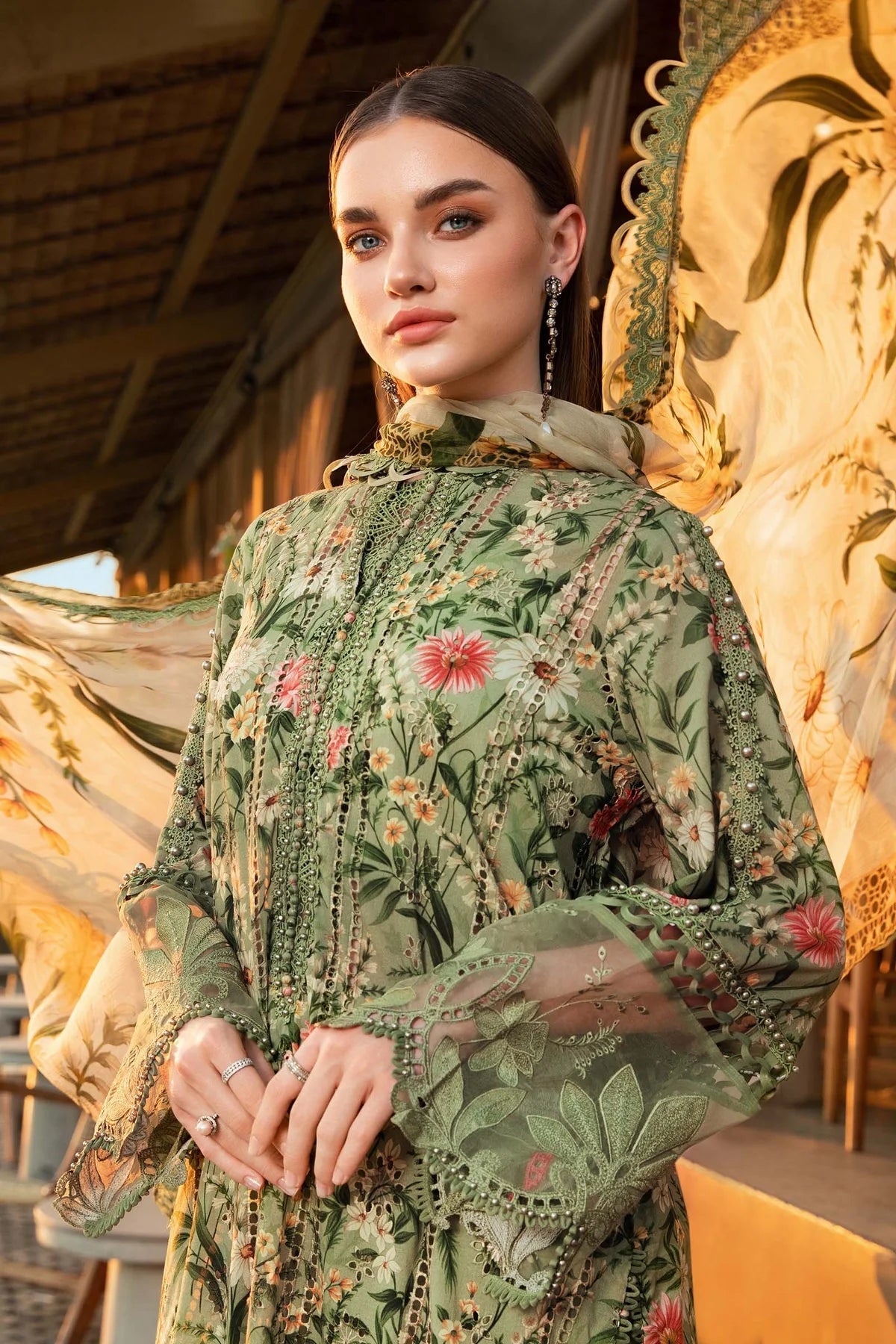 MARIA B EMBROIDERED MPRINT| LATEST 2025 EID COLLECTION| TOP PAKISTANI DRESS BY SHAEBIZ
