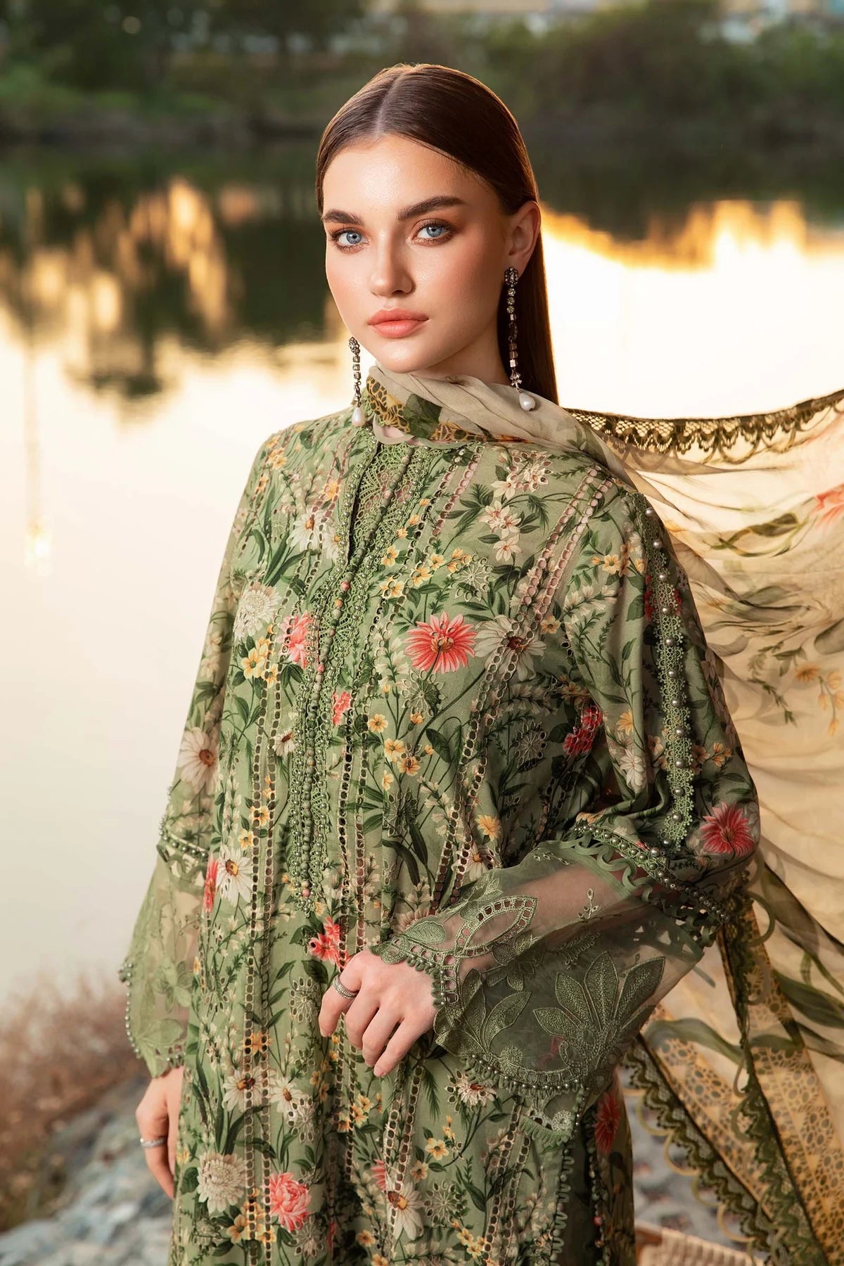 MARIA B EMBROIDERED MPRINT| LATEST 2025 EID COLLECTION| TOP PAKISTANI DRESS BY SHAEBIZ