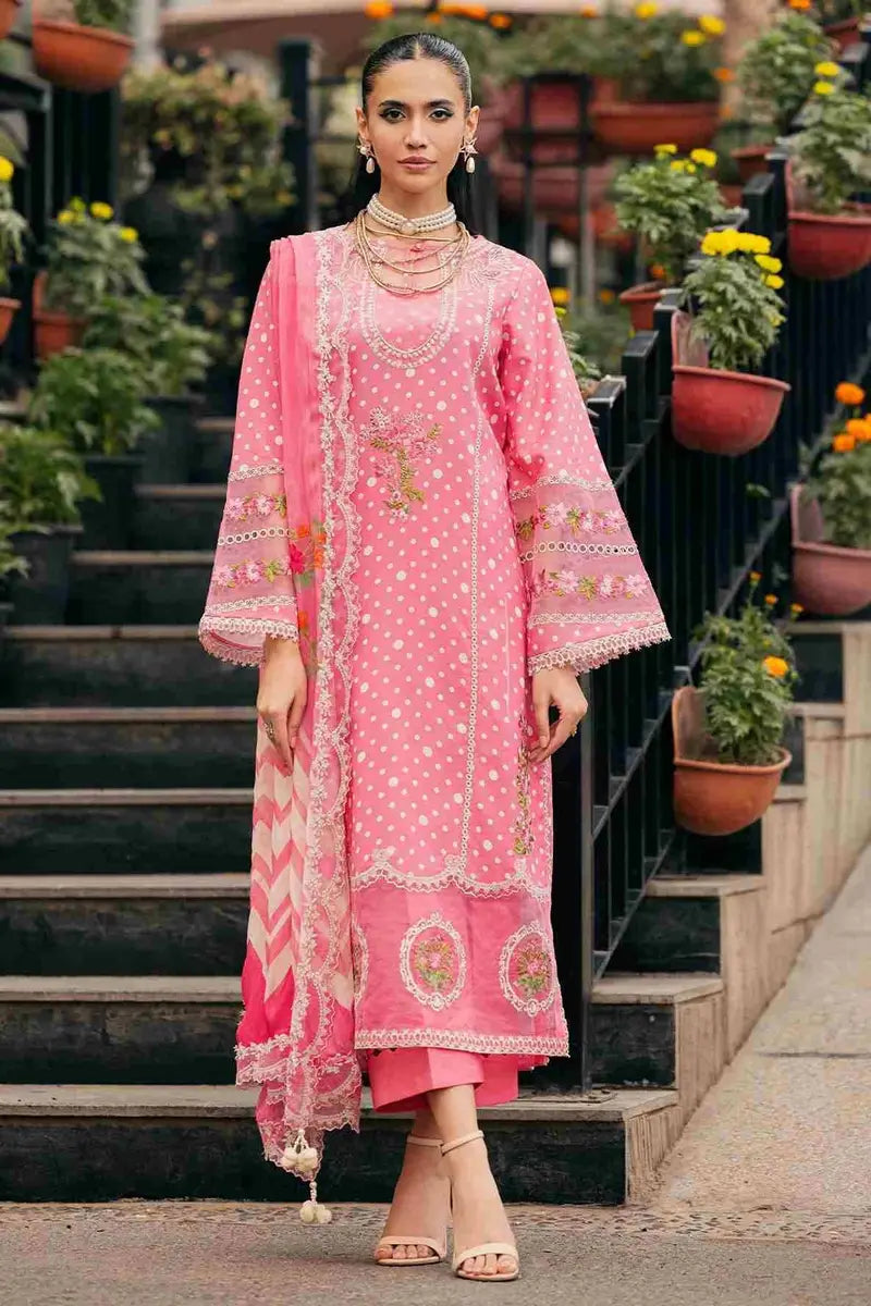 CHARIZMA PINK LUXURY LAWN COLLECTION|UNSTITCHED MASTER REPLICA| TOP PAKISTANI DRESS BY SHAEBIZ