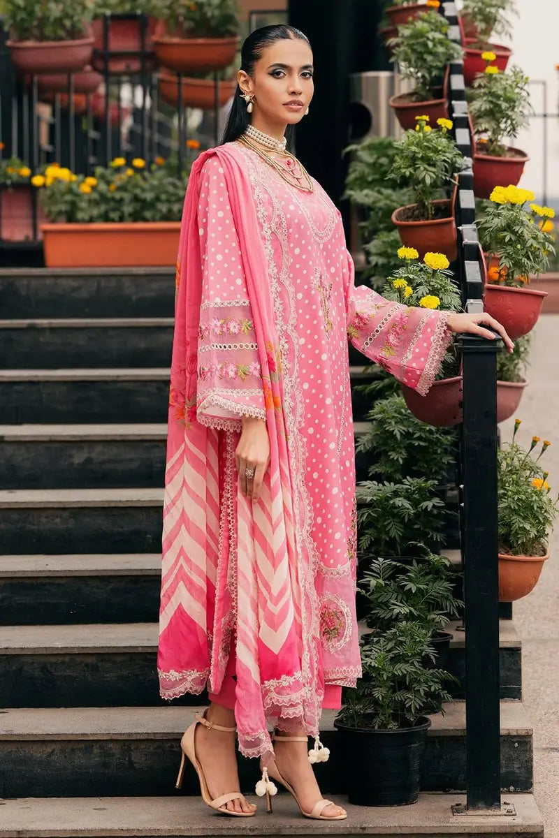 CHARIZMA PINK LUXURY LAWN COLLECTION|UNSTITCHED MASTER REPLICA| TOP PAKISTANI DRESS BY SHAEBIZ