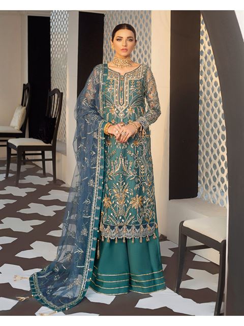 GULAAL JHOOM LUXURY NET COLLECTION| UNSTITCHED WEDDING FORMALS BY SHAEBIZ