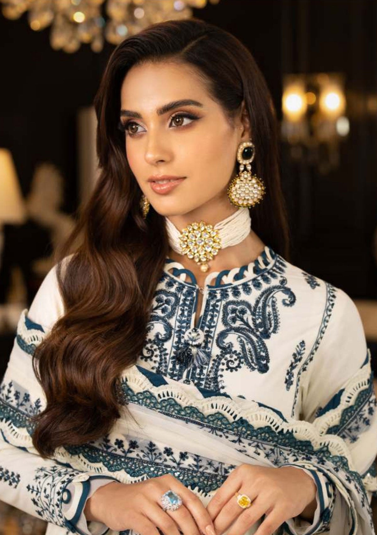 ASIM JOFA WHITE CHIFFON PARTY WEAR| IQRA AZIZ| TOP PAKISTANI DRESS BY SHAEBIZ