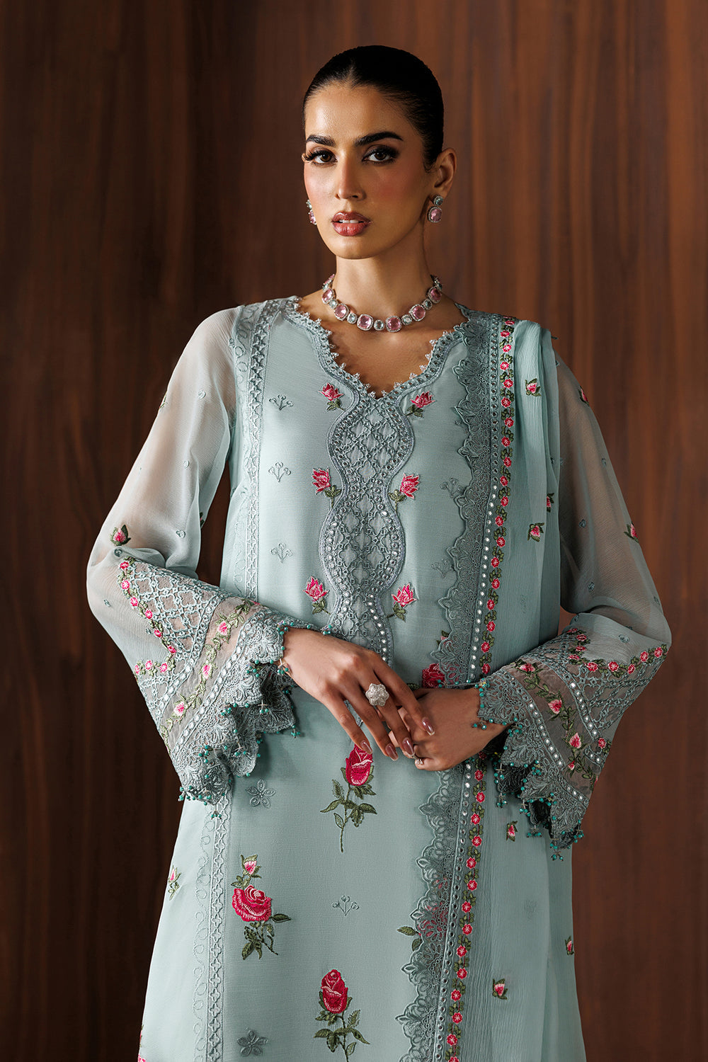 BAROQUE NEW LUXURY CHIFFON EMBROIDERED DRESS| UNSTITCHED 3 PCS BY SHAEBIZ