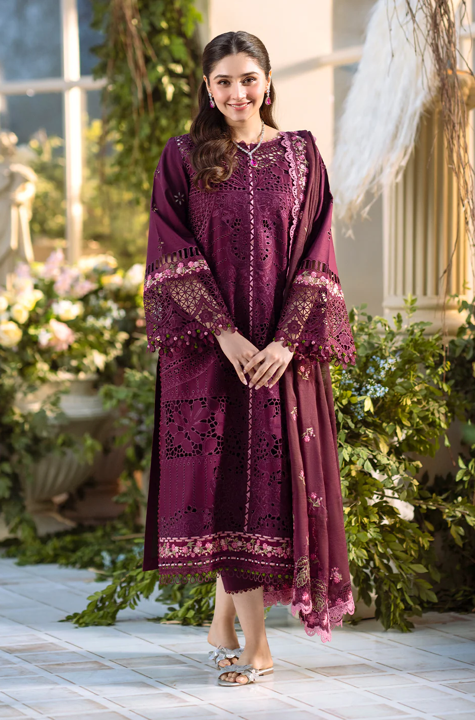 BIN ILYAS FREESIA LUXURY LAWN COLLECTION| UNSTITCHED MASTER REPLICA| TOP PAKISTANI DRESS BY SHAEBIZ