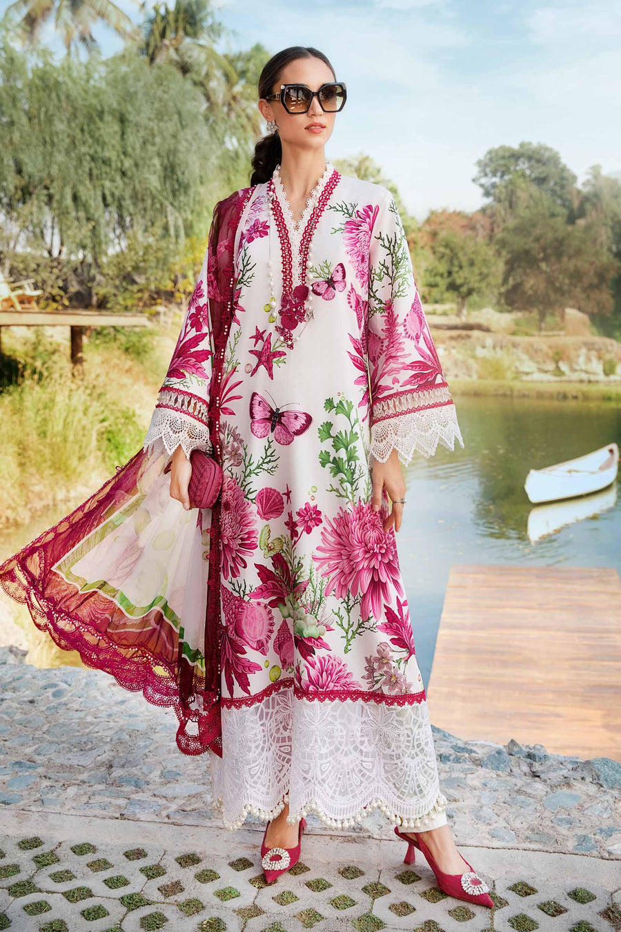 MARIA B MPRINT SWISS LAWN DRESS WITH READY TO WEAR DUPATTA| UNSTITCHED EID COLLECTION| TOP PAKISTANI DRESS BY SHAEBIZ
