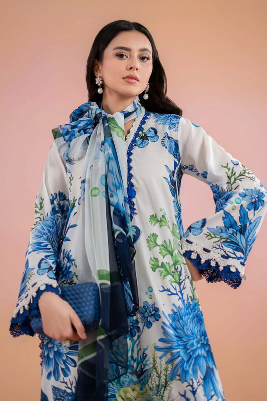 MARIA B LATEST LAWN DRESS WITH READY TO WEAR DUPATTA| UNSTITCHED EID COLLECTION| TOP PAKISTANI DRESS BY SHAEBIZ