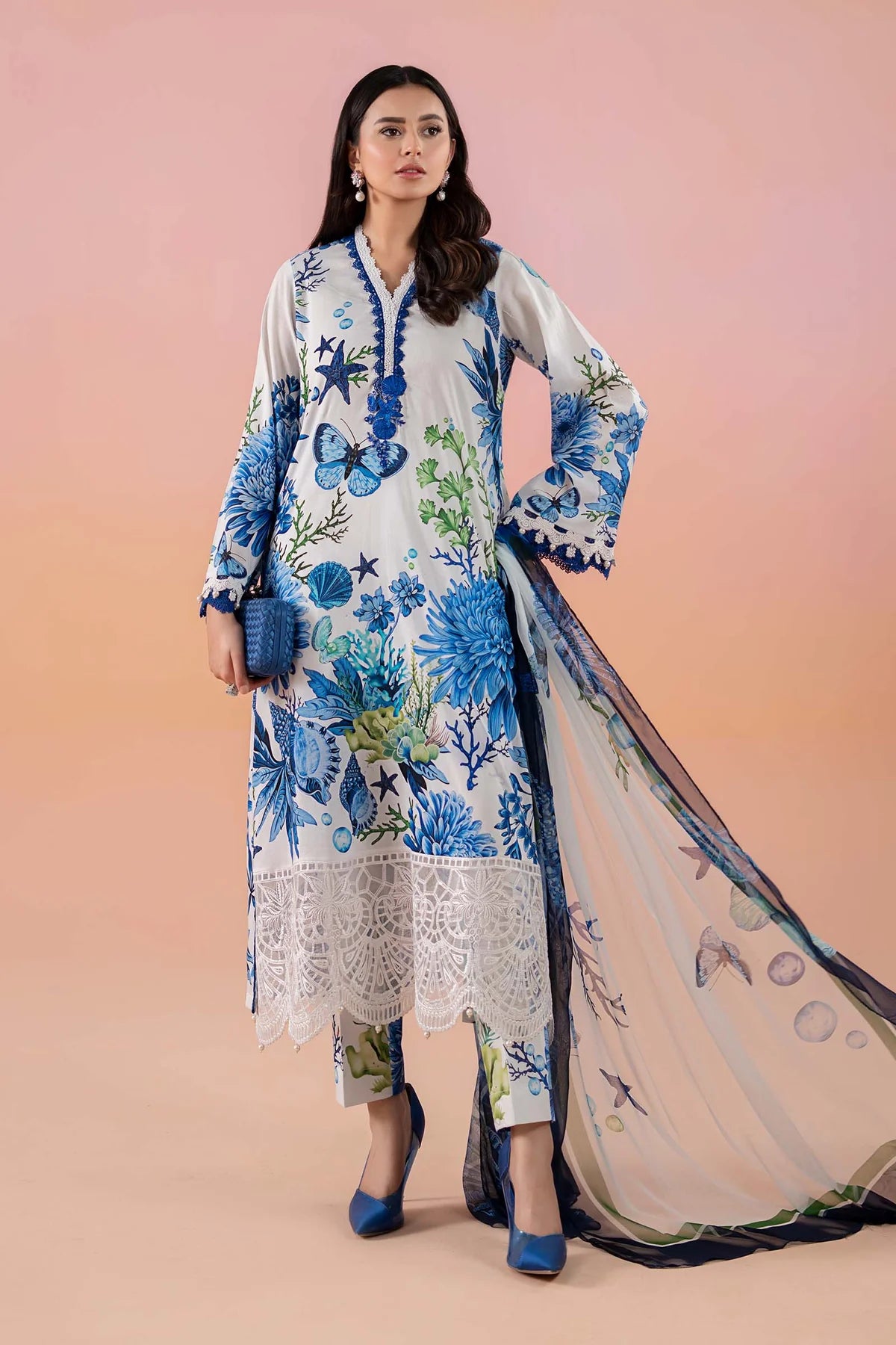 MARIA B LATEST LAWN DRESS WITH READY TO WEAR DUPATTA| UNSTITCHED EID COLLECTION| TOP PAKISTANI DRESS BY SHAEBIZ