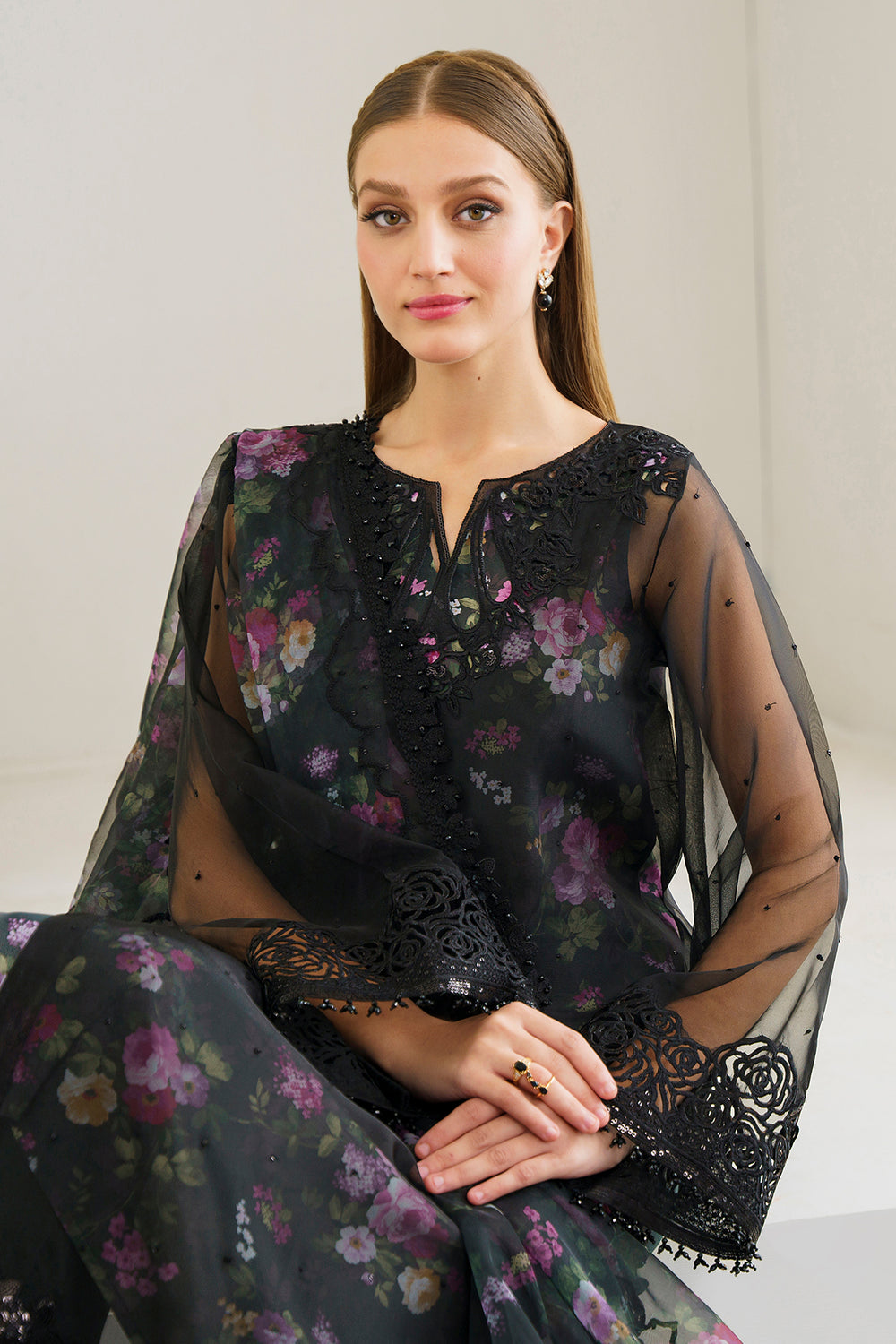 AFROZEH ORGENZA DIGITAL PRINT COLLECTION| TOP PAKISTANI DRESS BY SHAEBIZ