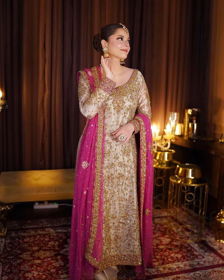 HARIS SHAKEEL MYSORE HAND EMBELLISHED LUXURY WEDDING FORMALS|UNSTITCHED MASTER REPLICA| TOP PAKISTANI DRESS BY SHAEBIZ