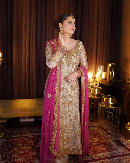 HARIS SHAKEEL MYSORE HAND EMBELLISHED LUXURY WEDDING FORMALS|UNSTITCHED MASTER REPLICA| TOP PAKISTANI DRESS BY SHAEBIZ