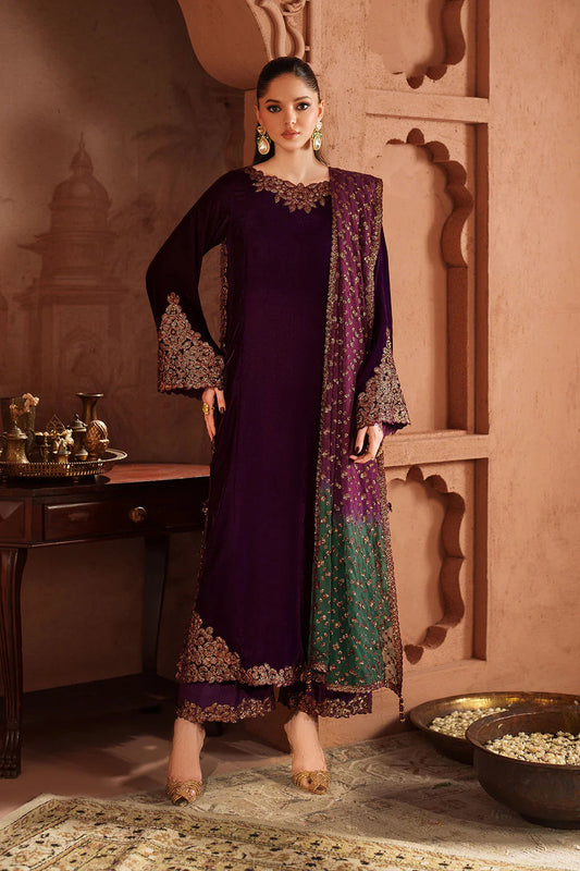 IZNIK EMBROIDERED LUXURY VELVET COLLECTION| UNSTITCHED 3 PCS | TOP PAKISTANI DRESS BY SHAEBIZ