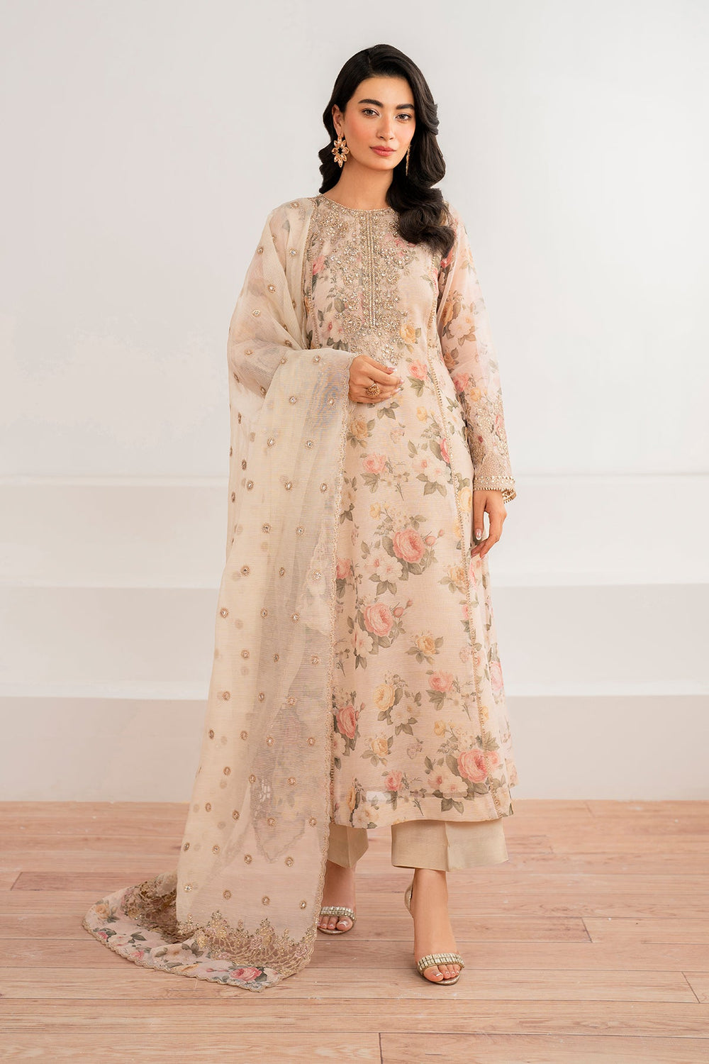 BAROQUE SKIN PRINTED LAWN DRESS| UNSTITCHED LAWN COLLECTION| TOP PAKISTANI DRESS BY SHAEBIZ