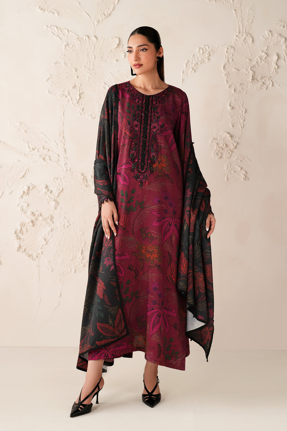 BAROQUE EMBROIDERED AND PRINTED LAWN DRESS| UNSTITCHED 3 PCS BY SHAEBIZ