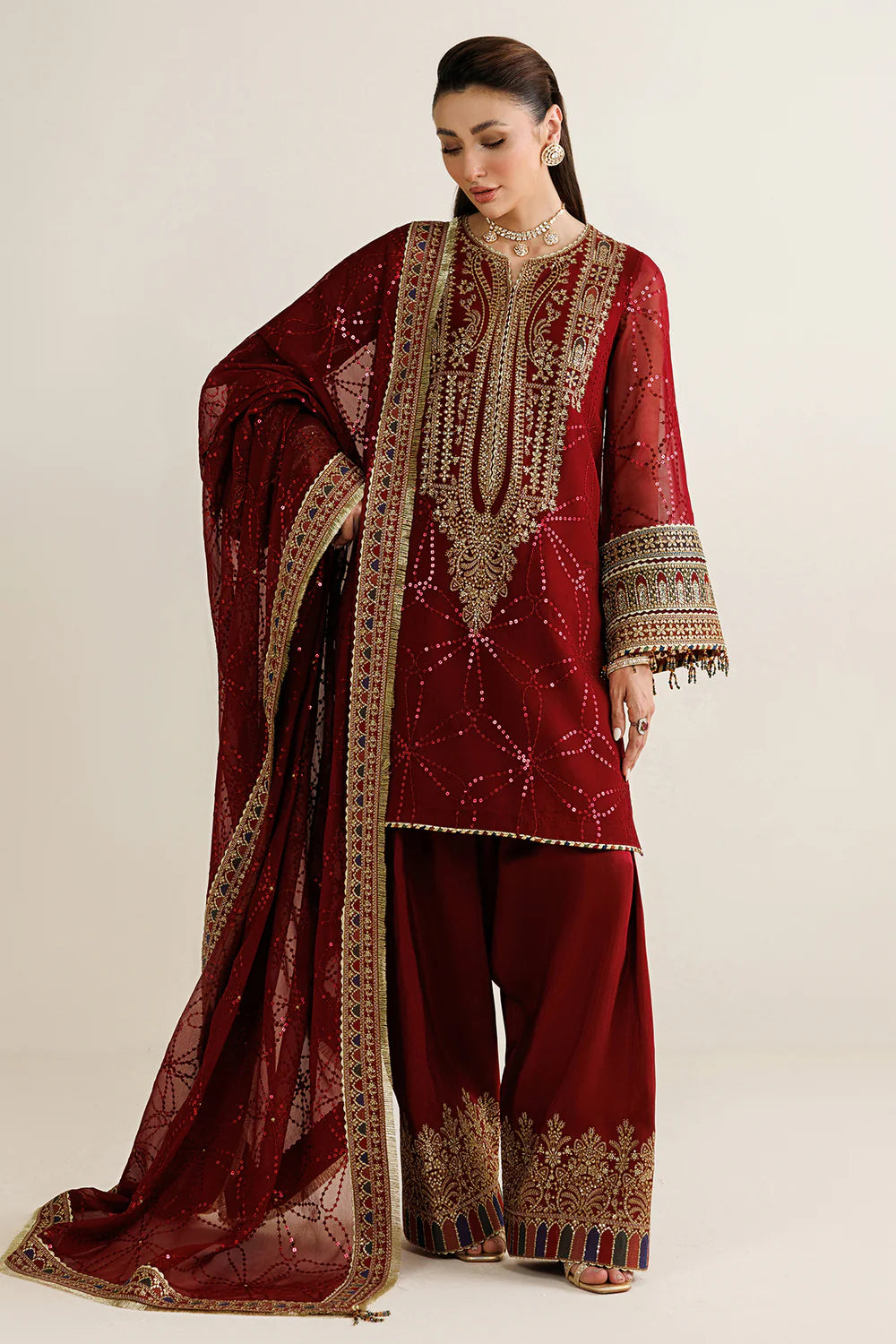 JAZMIN CHIFFON EMBROIDERED DRESS| UNSTITCHED 3 PCS BY SHAEBIZ