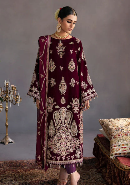 EMAAN ADEEL LUXURY MAKHMAL VELVET COLLECTION| UNSTITCHED WINTER COLLECTION| TOP PAKISTANI DRESS BY SHAEBIZ