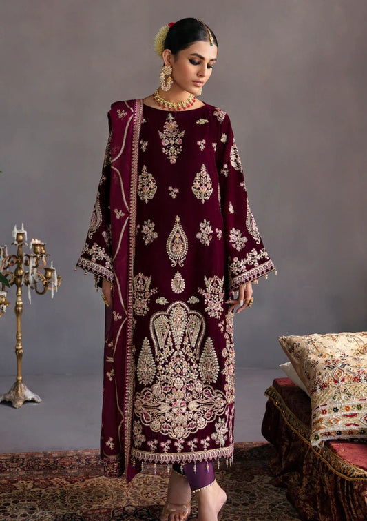 EMAAN ADEEL LUXURY MAKHMAL VELVET COLLECTION| UNSTITCHED WINTER COLLECTION| TOP PAKISTANI DRESS BY SHAEBIZ