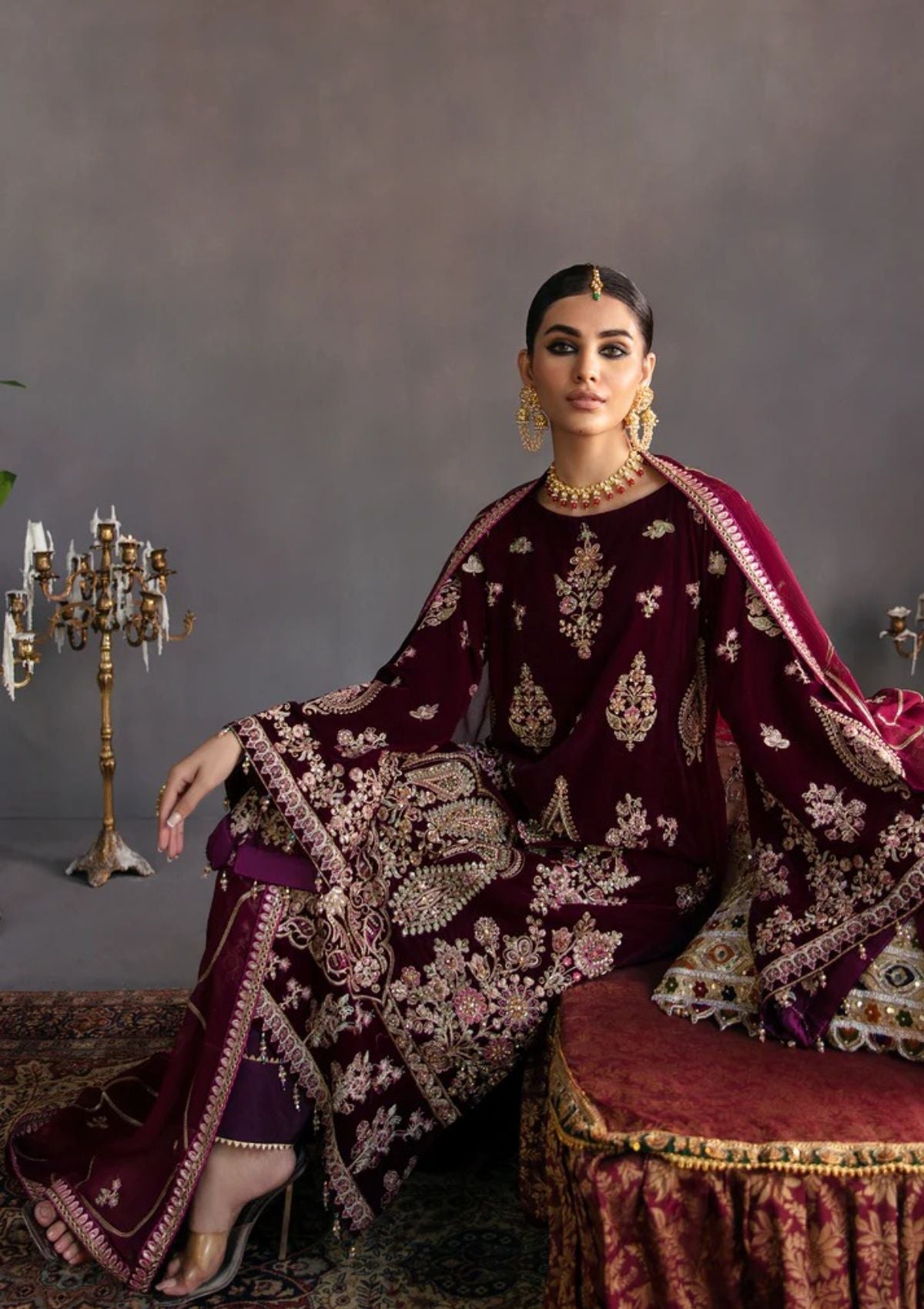 EMAAN ADEEL LUXURY MAKHMAL VELVET COLLECTION| UNSTITCHED WINTER COLLECTION| TOP PAKISTANI DRESS BY SHAEBIZ