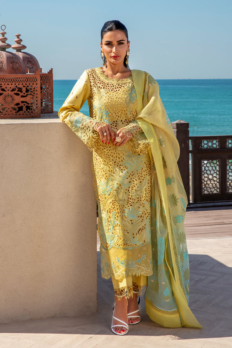 MINAL BY RANG RASIYA LEMON PETAL LUXURY LAWN COLLECTION| UNSTITCHED 3PCS | TOP PAKISTANI DRESS BY SHAEBIZ