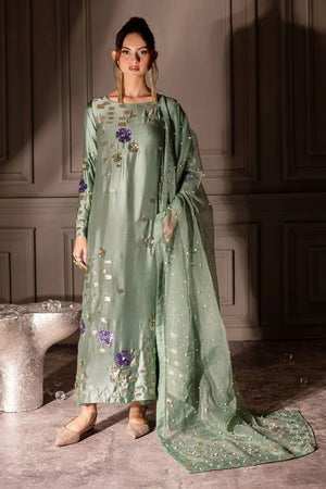 NUREH 2026 LUXURY MINT GREEN INDIAN RAW SILK| UNSTITCHED MASTER REPLICA| TOP PAKISTANI DRESS BY SHAEBIZ