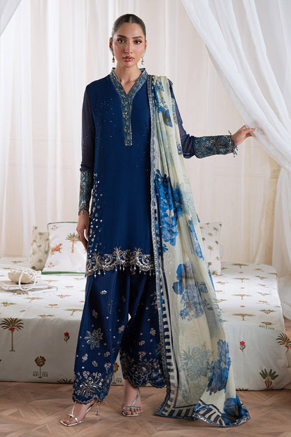 NUREH BLUE LUXURY CHIFFON COLLECTION|UNSTITCHED 3 PCS BY SHAEBIZ